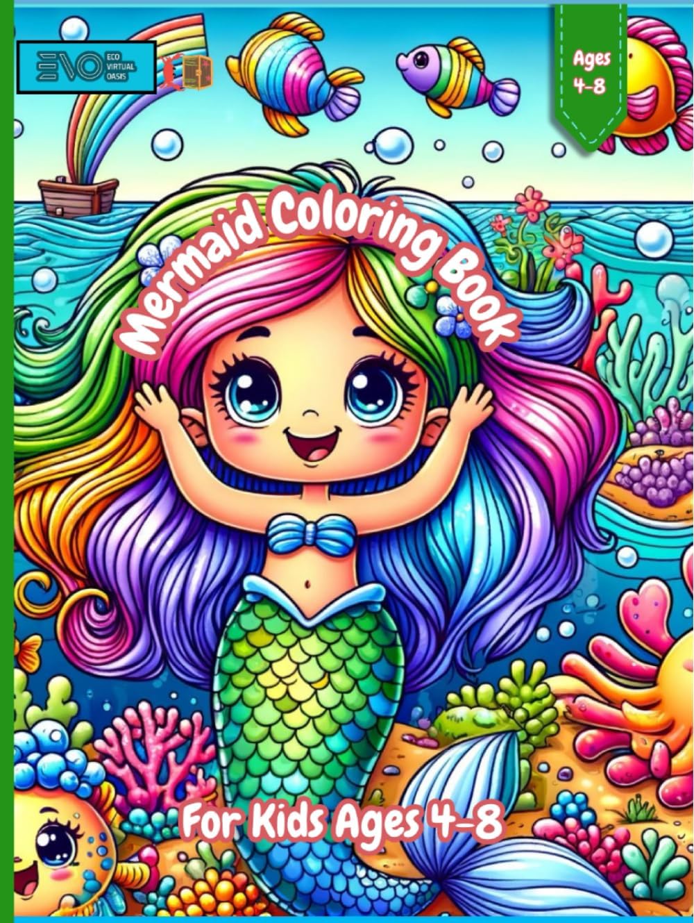 Mermaid coloring book: For Kids Ages 4-8 (EVO Coloring book For Kids)