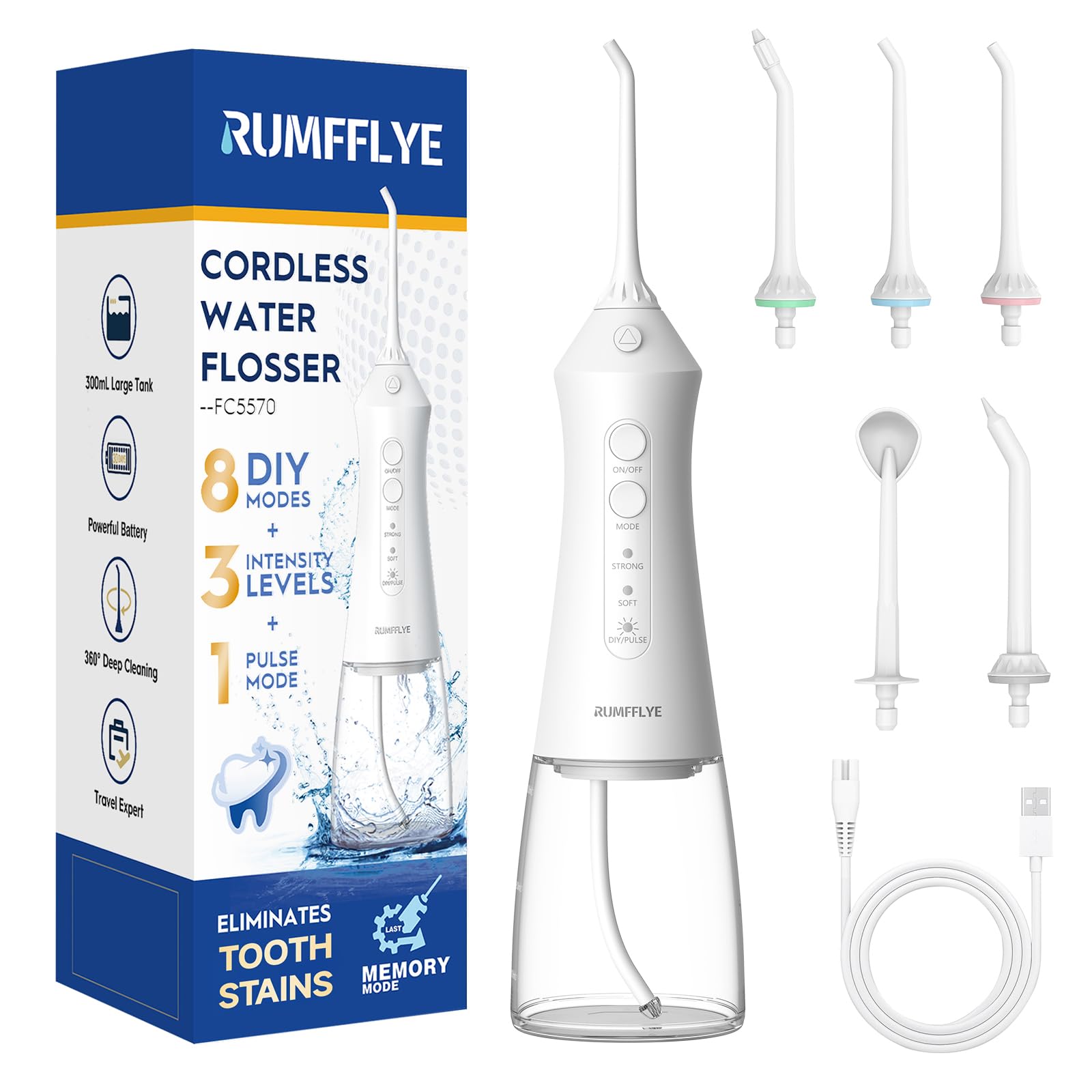 Irrigador Dental RUMFFLYE: Limpieza Profunda y Versátil