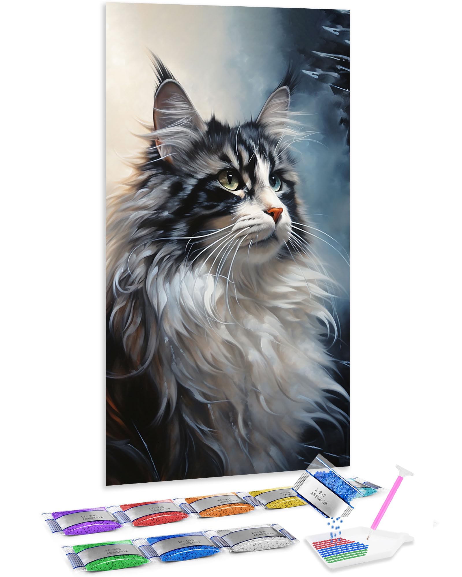 Kit de punto de cruz diamante 5D Jumpdot 70x40 cm de gato para decoración de pared 8