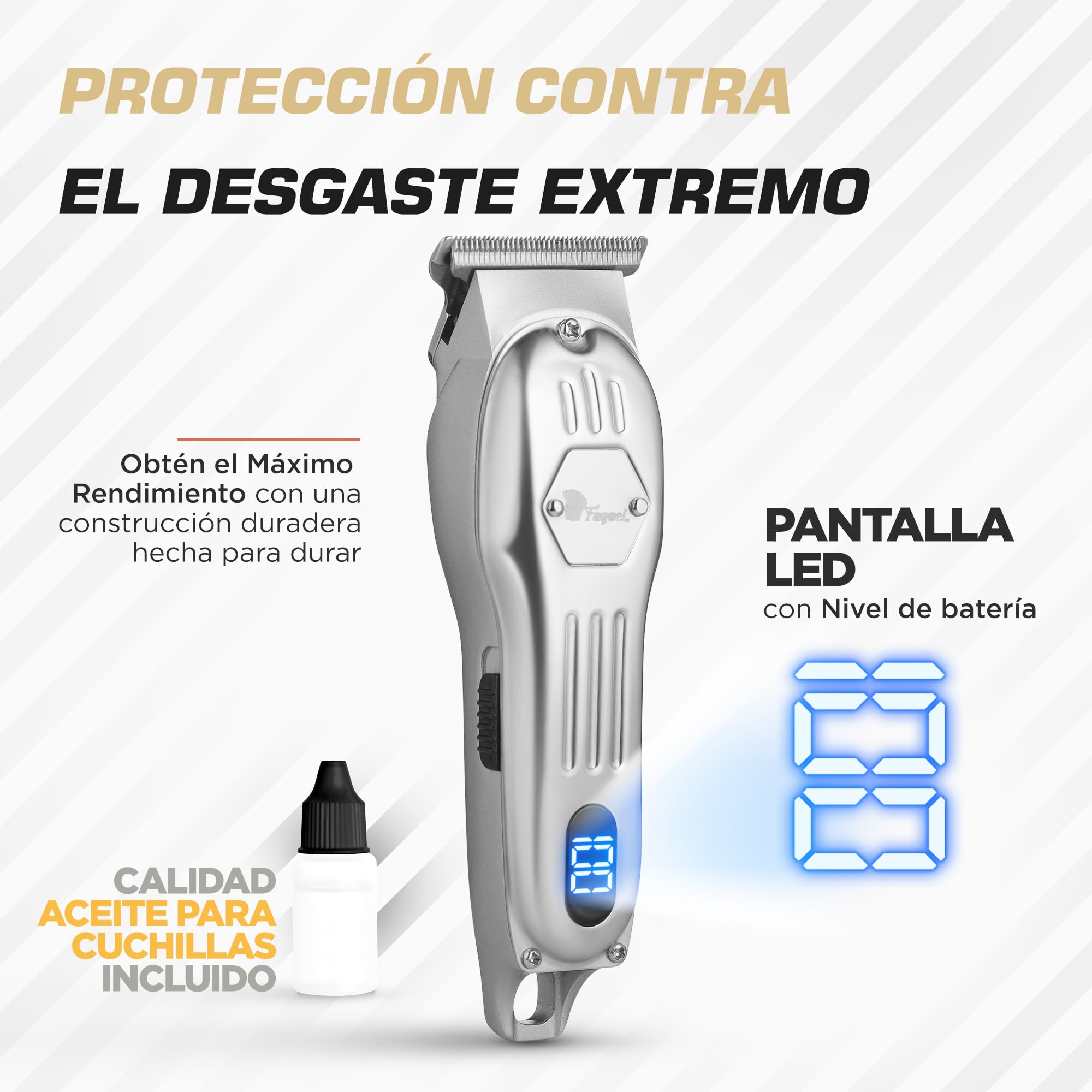 Fagaci Recortadora de Barba Hombre Profesional, Cuchilla en T Detallada | Recortadora de cuchilla en T con cuchillas afiladas, Detallado fino y líneas precisas, Incluye cable de carga y guías