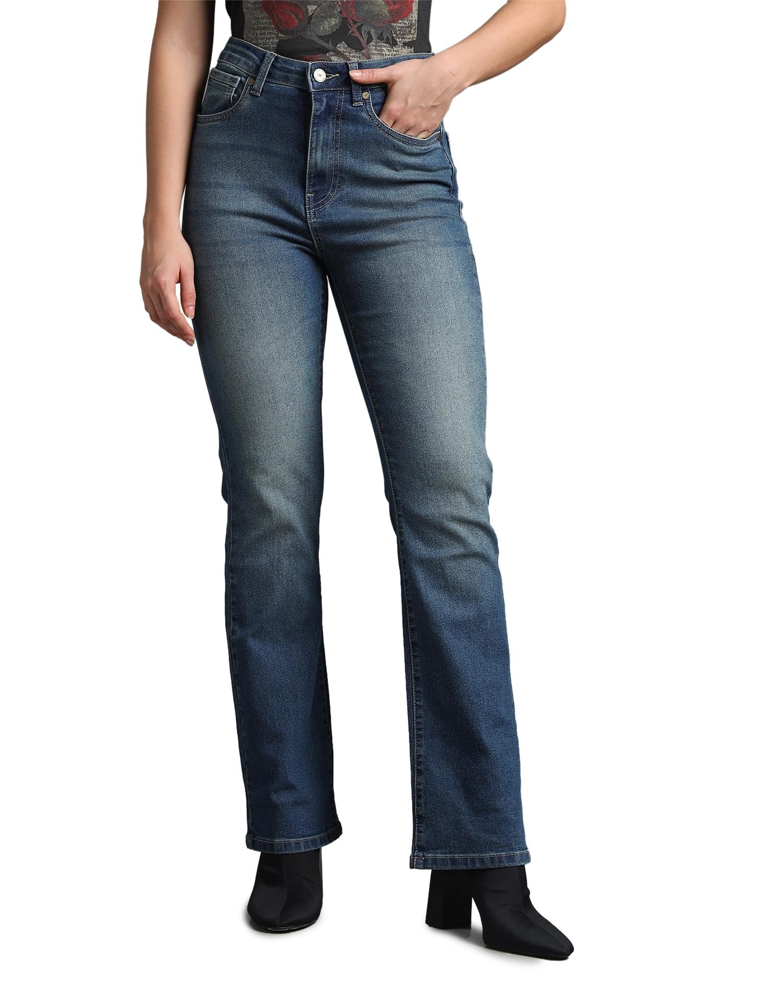 flying machine Women's Skinny Bootcut Fit Jeans| Solid | High Rise | Stretchable | Jeans for Woman-picture-11