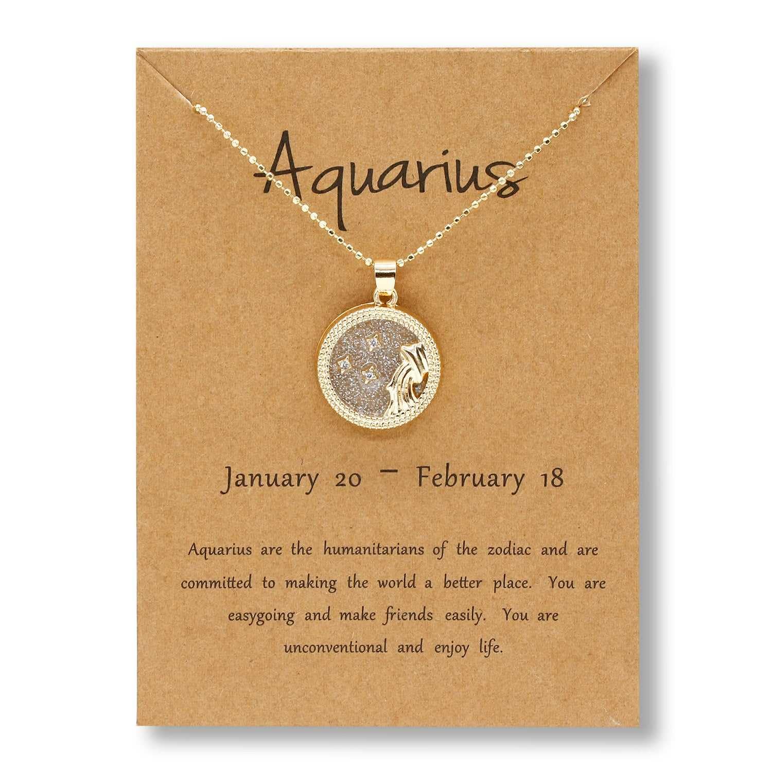 Moonlight Elegant Zodiac Sign Pendant - Aquarius | Women Jewelry | Girls Fashion Accessories | Pendants for Women | Unique Jewelry for Her | Fashion Pendants-image-3