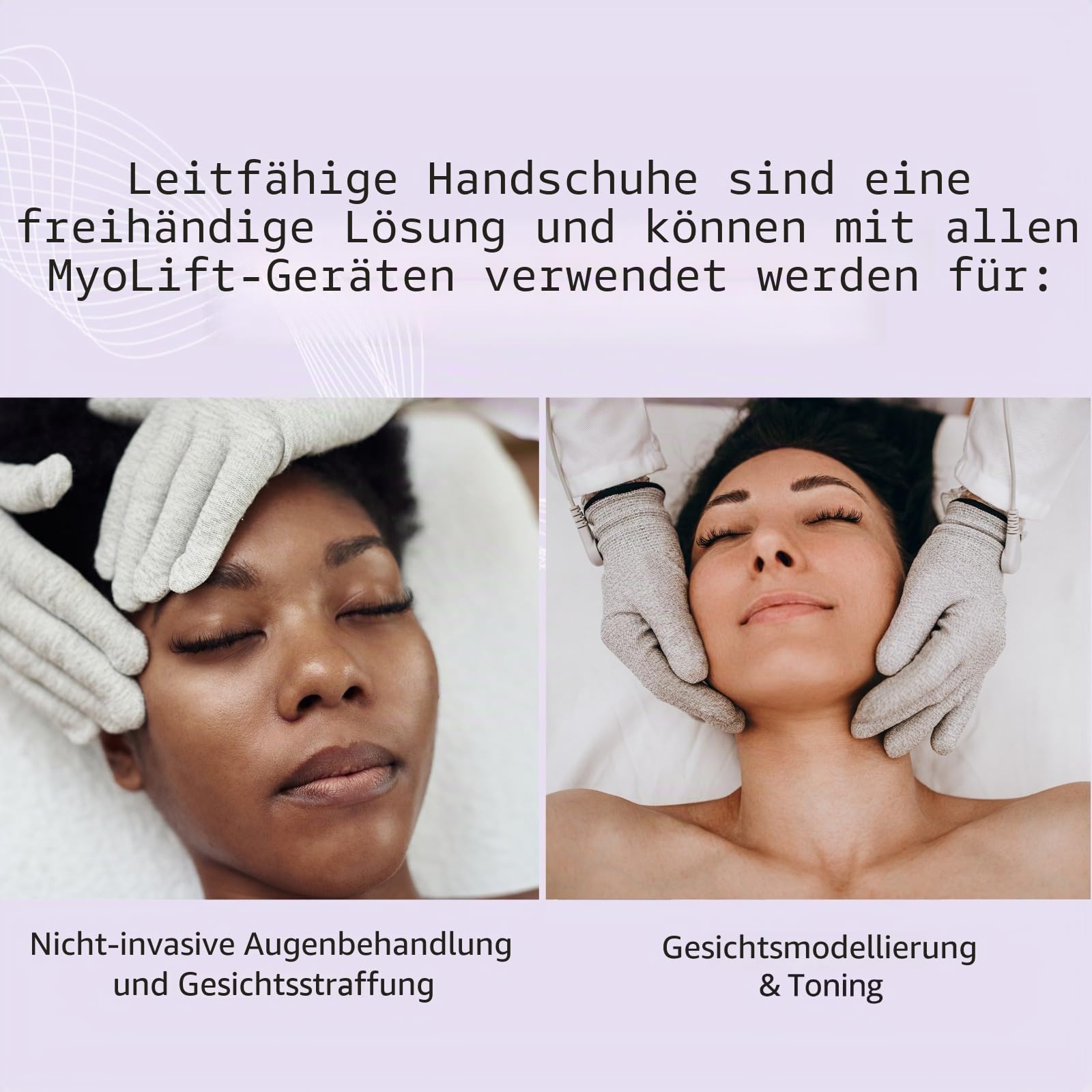 myolift 7E Leitfähige Handschuhe (Paar) | Mikrostrom-Handschuhe zur Verwendung mit allen Mikrostrom-Facelift-Geräten