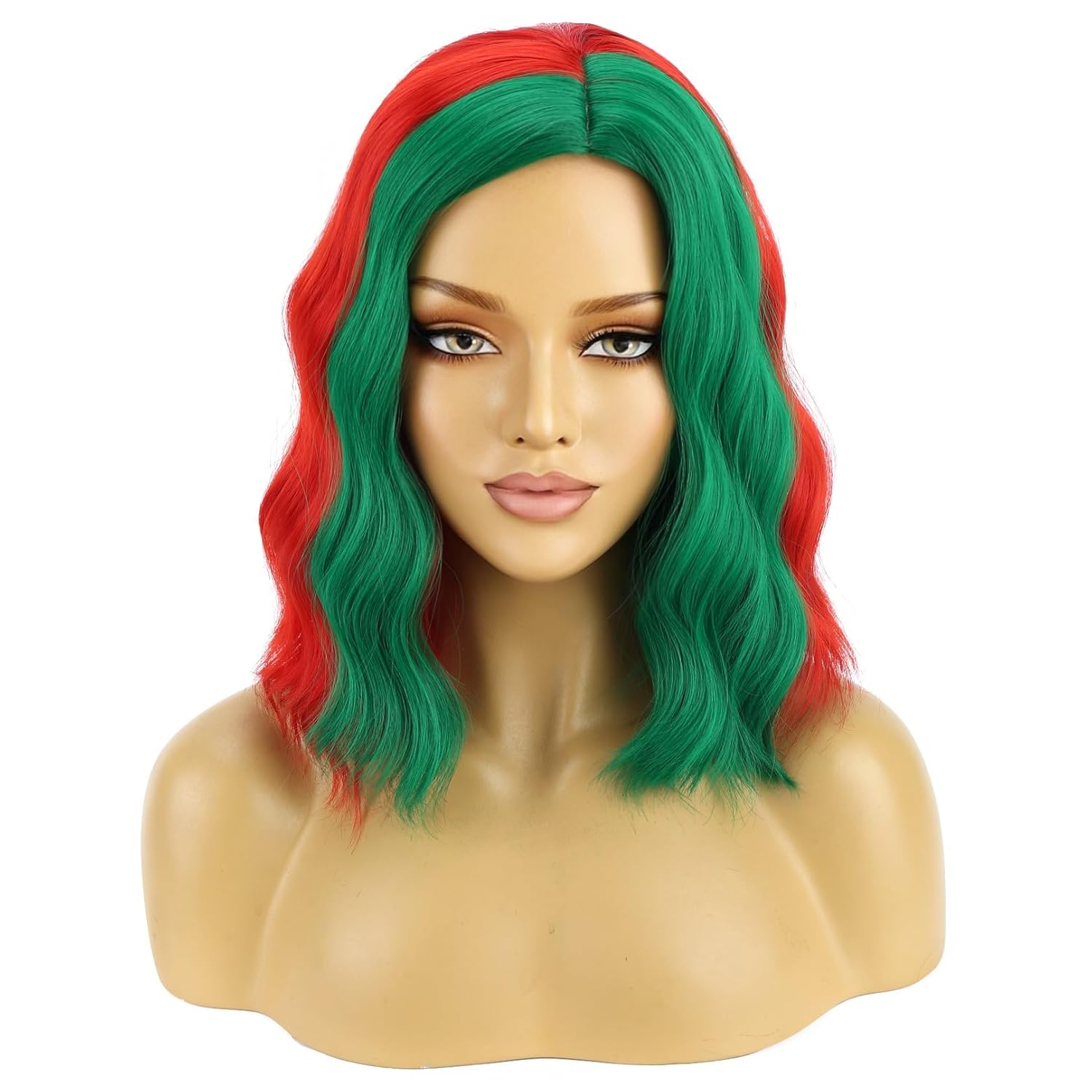 BERON Ash Blonde Side Part Short Curly Wave Wig for Women Girls Blond Shoulder Length Wavy Heat Resistant Synthetic Wigs Cosplay Party or Daily Use