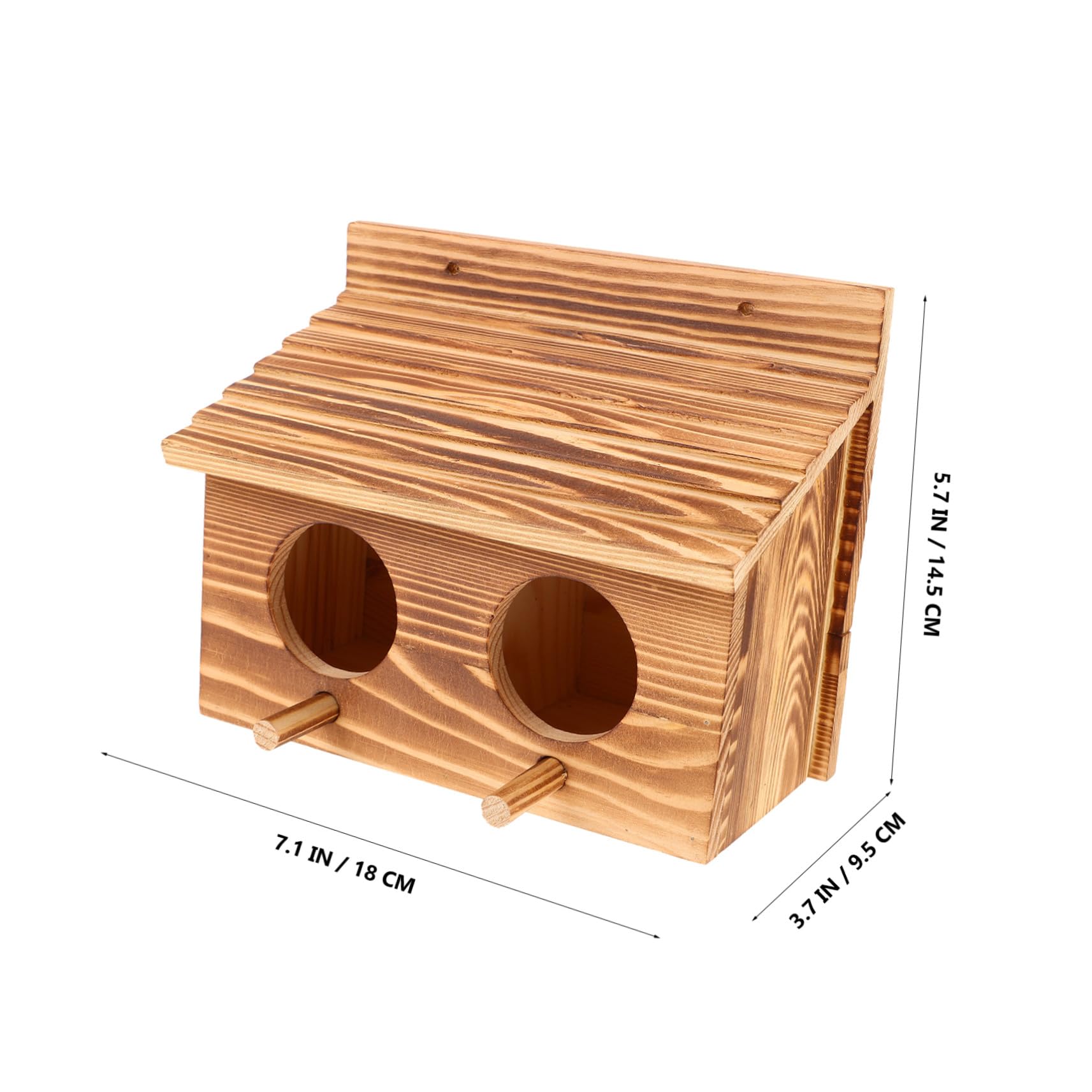 Caja Nido para Pájaros de Madera Maciza Natural Exterior Resistente con Doble Entrada y Perchas Soporte para Cría de y Periquitos Casita para Jardín y Aves Pequeñas