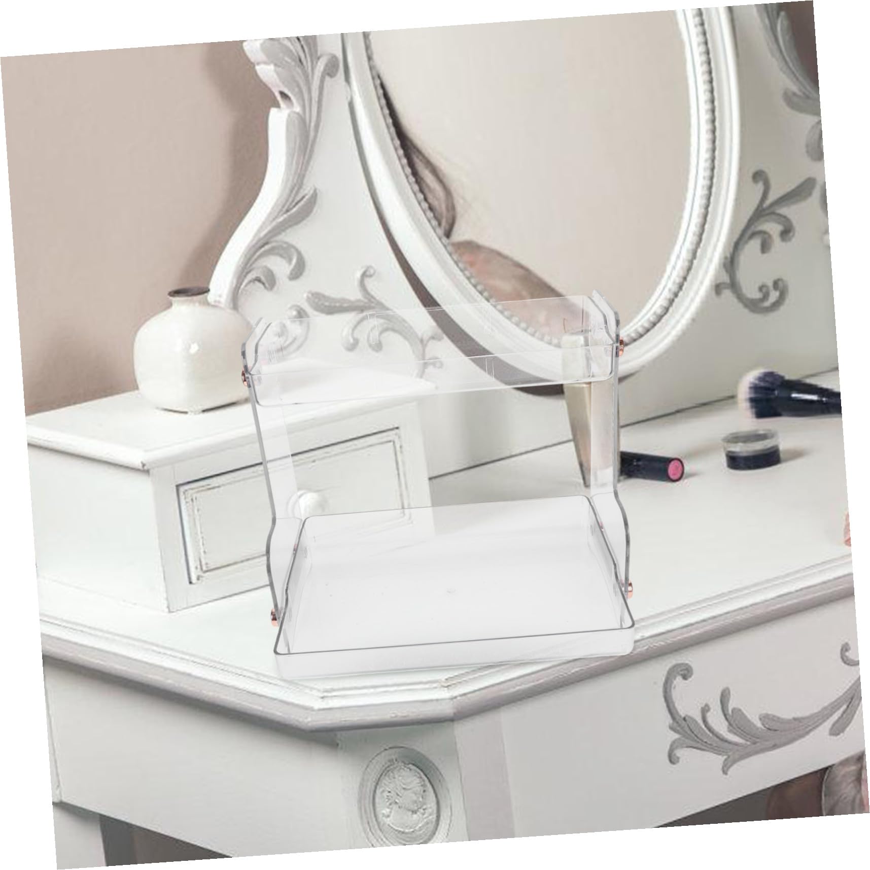 Hohopeti Organizer Multi-layer da Strato Doppio a e Cosmetici Acciaio Bagno in Capacità Inossidabile Pet, Portatrucchi Forte di Carico, per Bagno e Camera da Letto