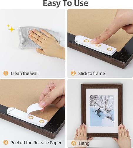 Miniatura 7 de Tiras Grandes para Colgar Cuadros de Servicio Pesado (XL/16 Libras) 16 Pares/32 Tiras Sin Daños en la Pared, Colgadores Adhesivos para Cuadros Sin