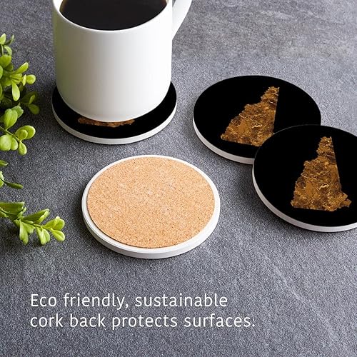 Miniatura 5 de Joyride Home Decor Modern Copper New Hampshire, 4 posavasos de cerámica, posavasos circulares de 4 pulgadas, juego de 4, parte trasera de corcho