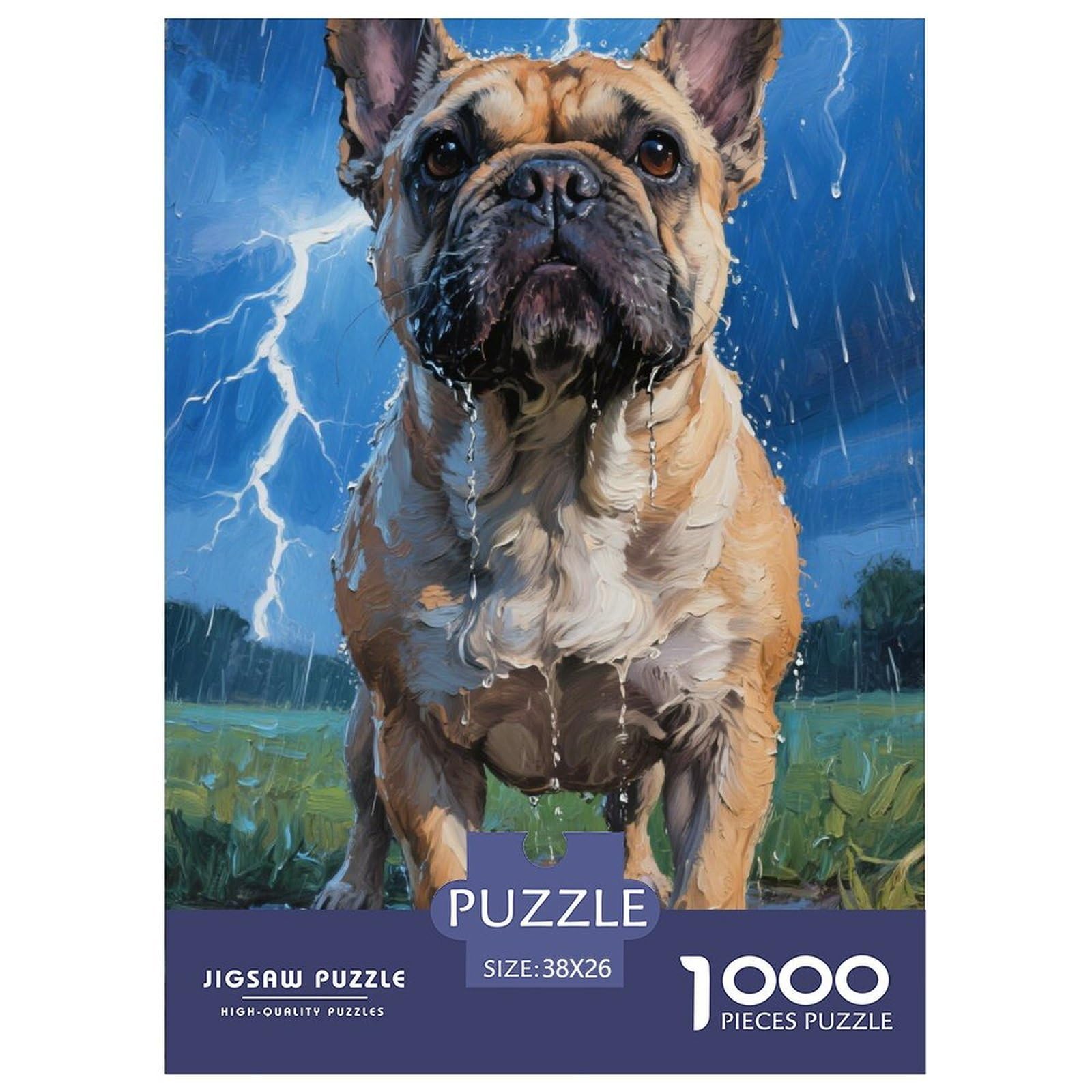 French Bulldog Jigsaw Puzzles Adult And Children ﻿ Beautifully Illustrated Rainy Days Fun Activities Birthday Jumbo for Boys And Girls 38x26cm/1000pcs — image 1
