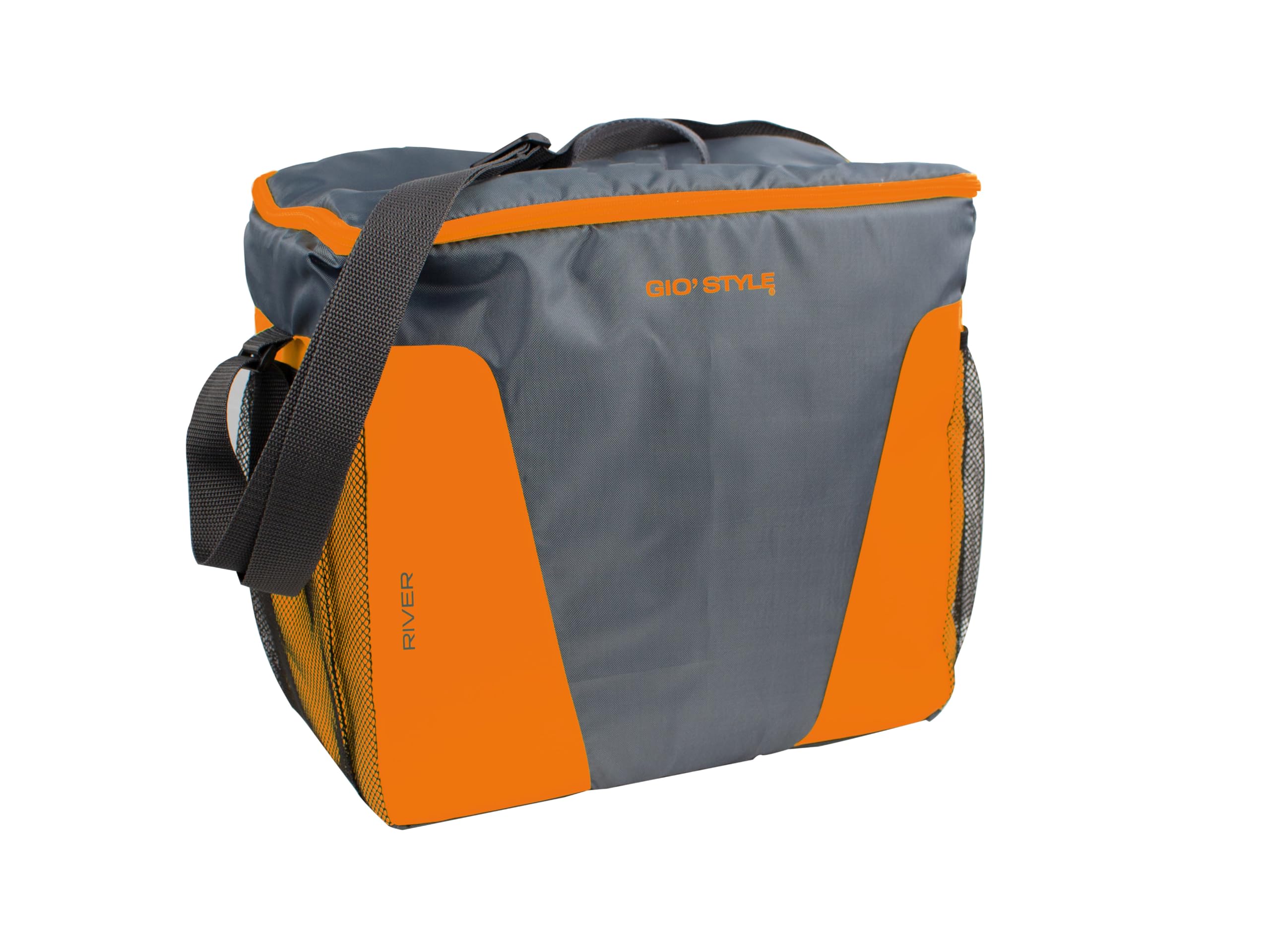 GIO'STYLE Borsa termica River messenger | Arancione/Nero | L 35 cm | Spallacci imbottiti | Due tasche in rete portaoggetti