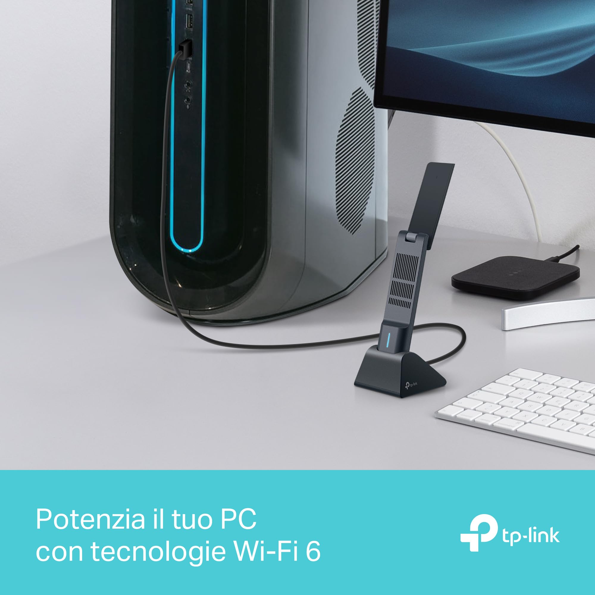 TP-Link Archer TXE70UH Chiavetta Wi-Fi 6E 5400Mbps, WiFi USB 3.0, Antenne Alto Guadagno, WPA3, OFDMA, MU-MIMO, Beamforming, per PC Fisso, Windows 11/10