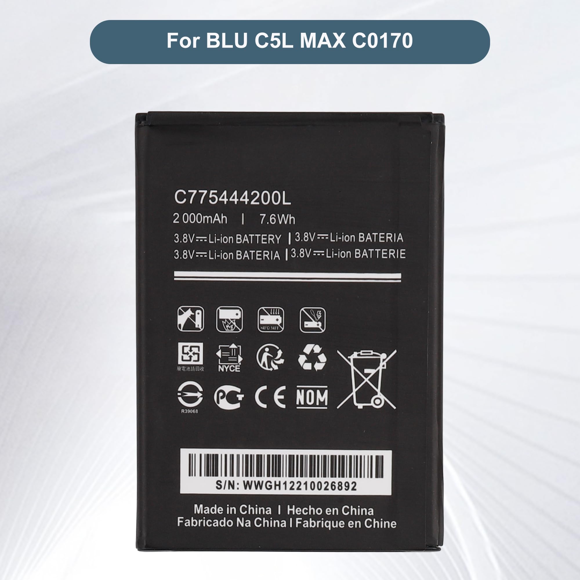 E-YIIVIIL Replacement Battery C775444200L Compatible with BLU C5L MAX C0170 with Tools