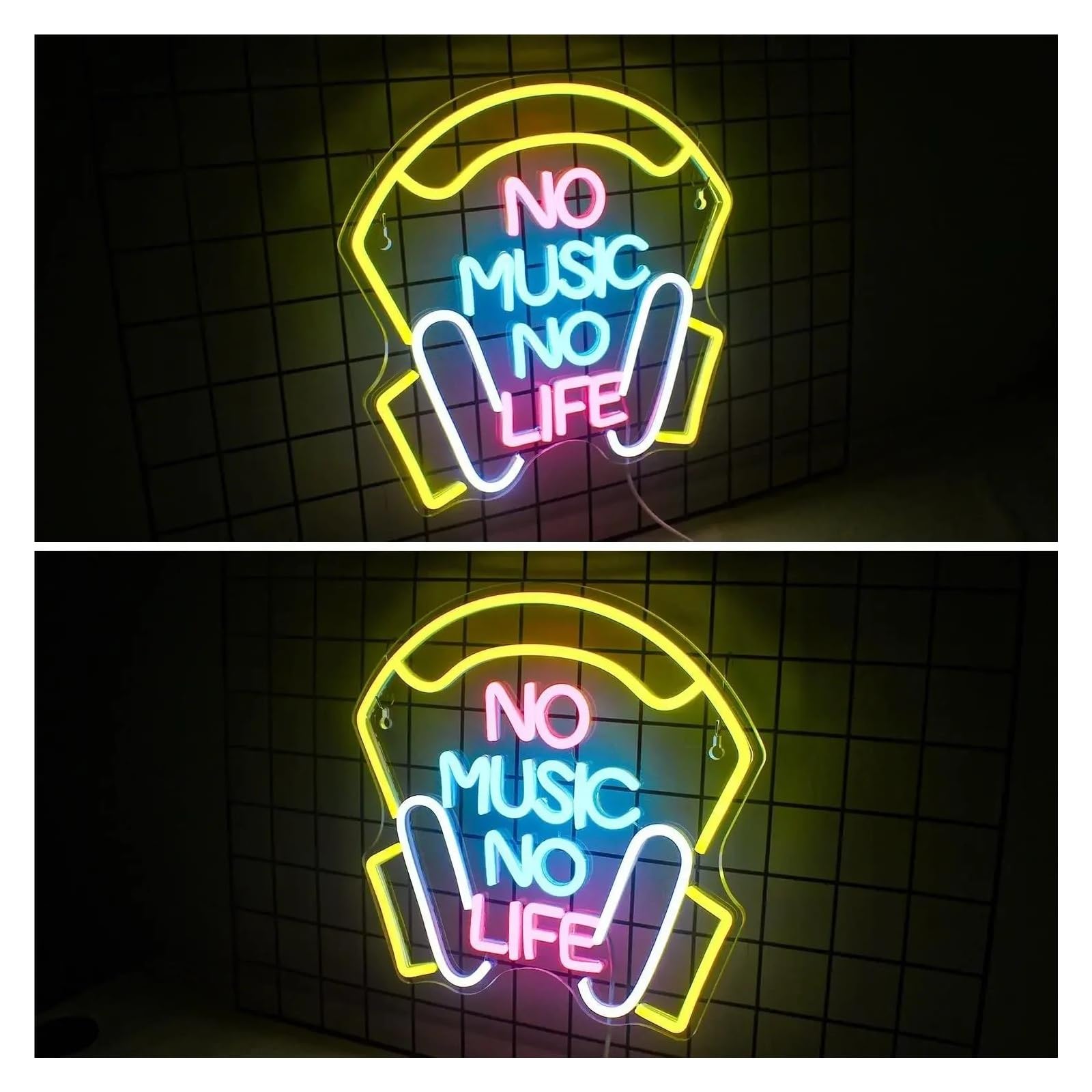 Luci al Neon Da Parete No Music No Life Insegna Al Neon Luce A LED Per Decorazioni Murali Alimentata Tramite USB Per Sala Musica Camera Da Letto Negozio Sala Giochi 34cm×32.5cm