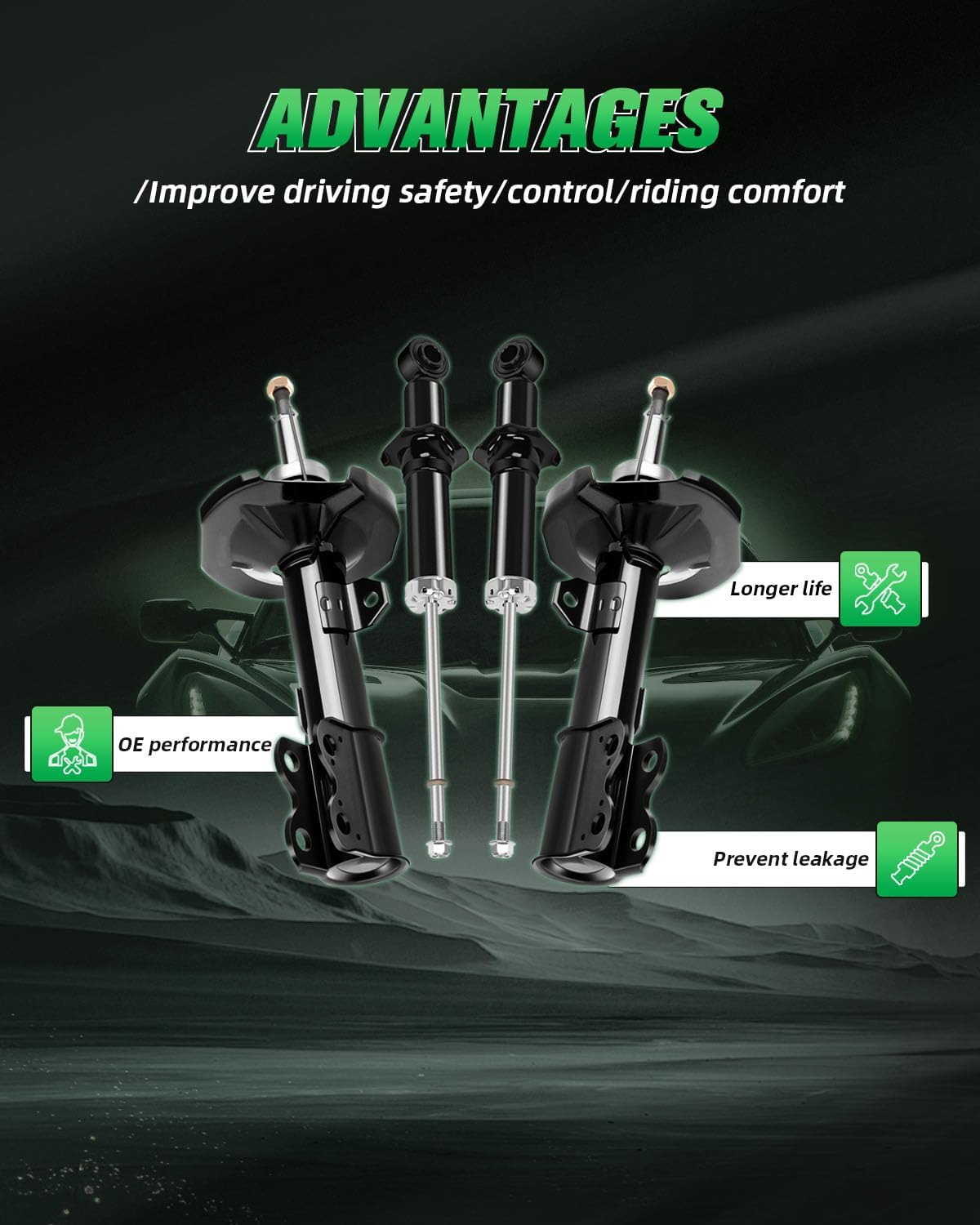 Shocks for Toyota,SCITOO Shock Absorber 4x Front Rear Auto Shock Sets Fits 2003 2004 2005 2006 2007 2008 for Toyota Corolla Shocks Struts 334450 334451 344612 (Pack of 4)
