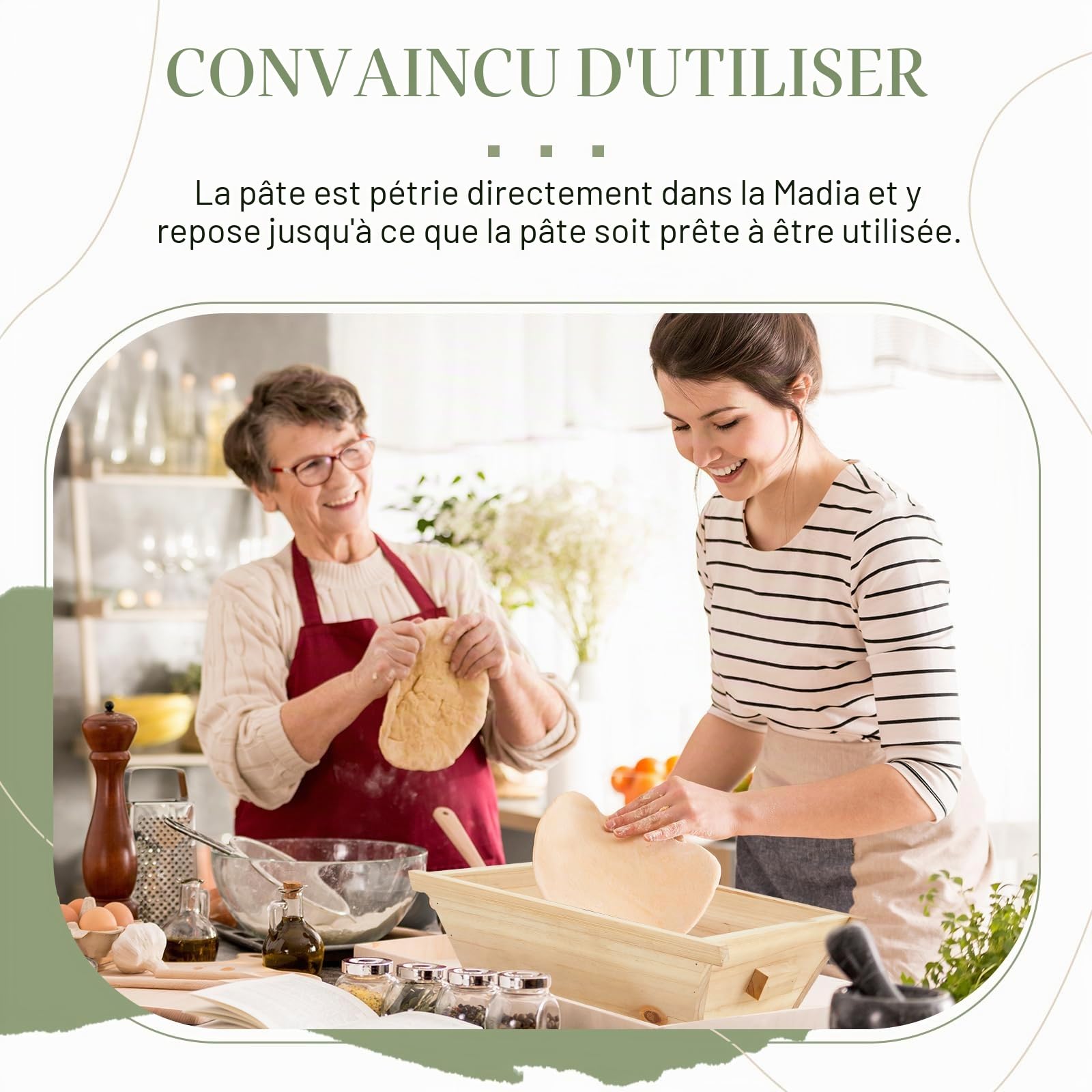 Juexica Tradition Boîte à pizza en bois avec poignée de couvercle 40,6 x 33 cm pour la cuisine, la fabrication de pizzas faites maison, accessoires de rangement, naturel