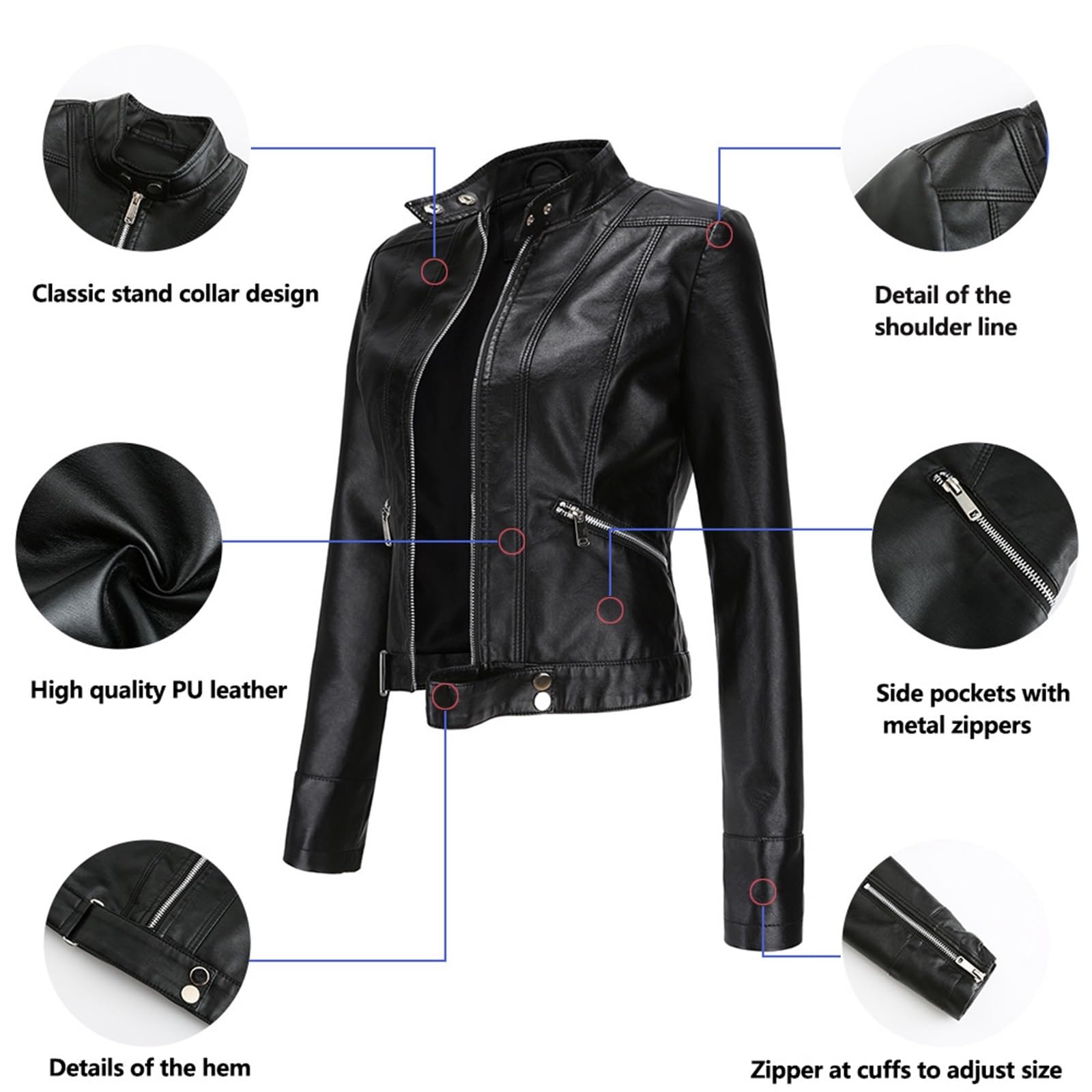 Chaqueta De Piel Sintética para Mujer, Blazer De Manga Larga Entallado para Un Look Casual, De Negocios, Entrevista O Semiformal