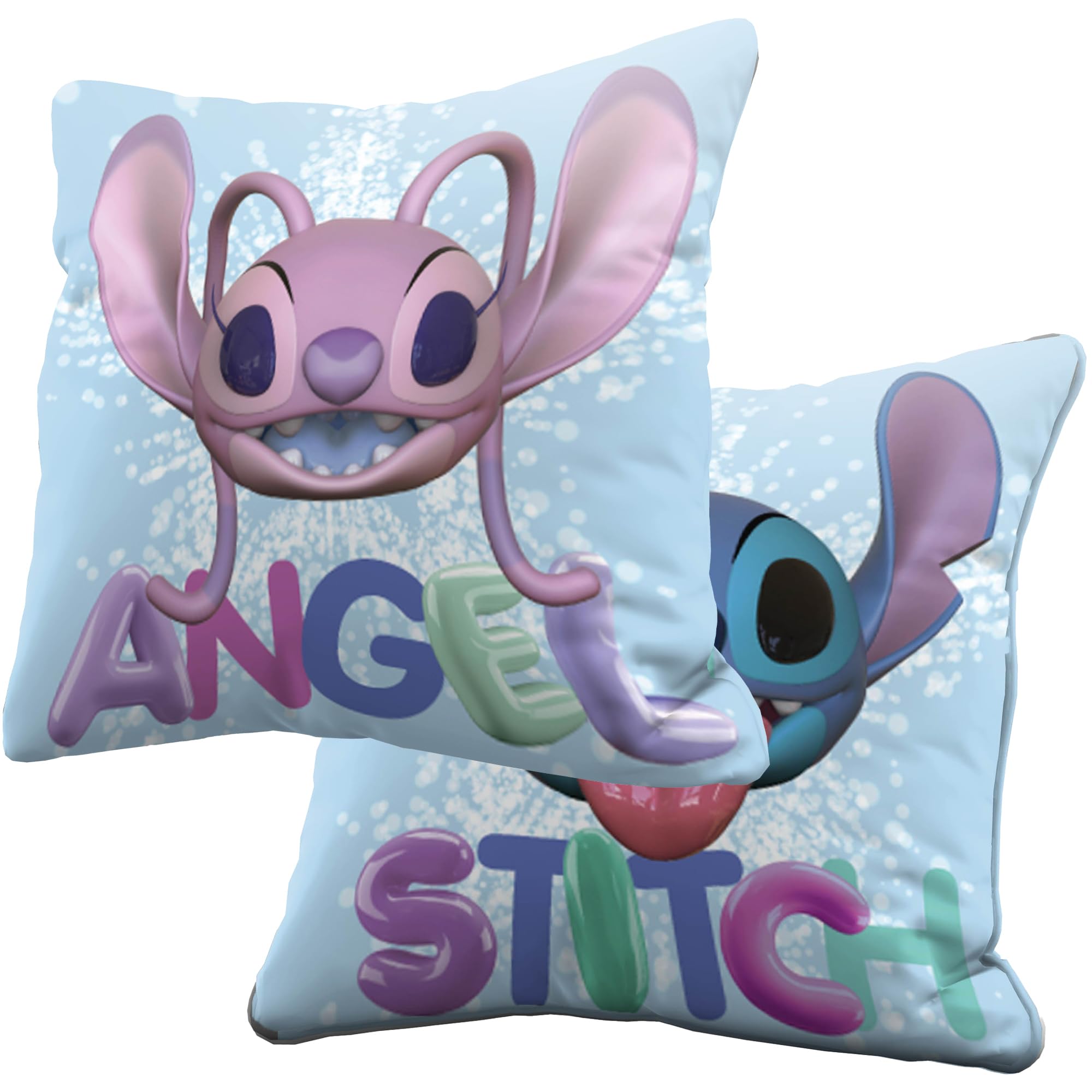 Coussin réversible Stitch en polyester doux 40x40 cm pour lit