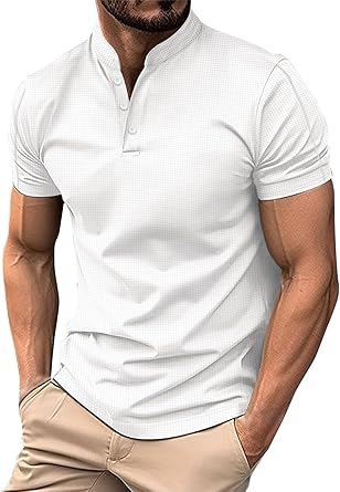 PLEPAN Camisetas Musculares Para Hombre, Cuello En V, Manga Corta, Henley, Hipster