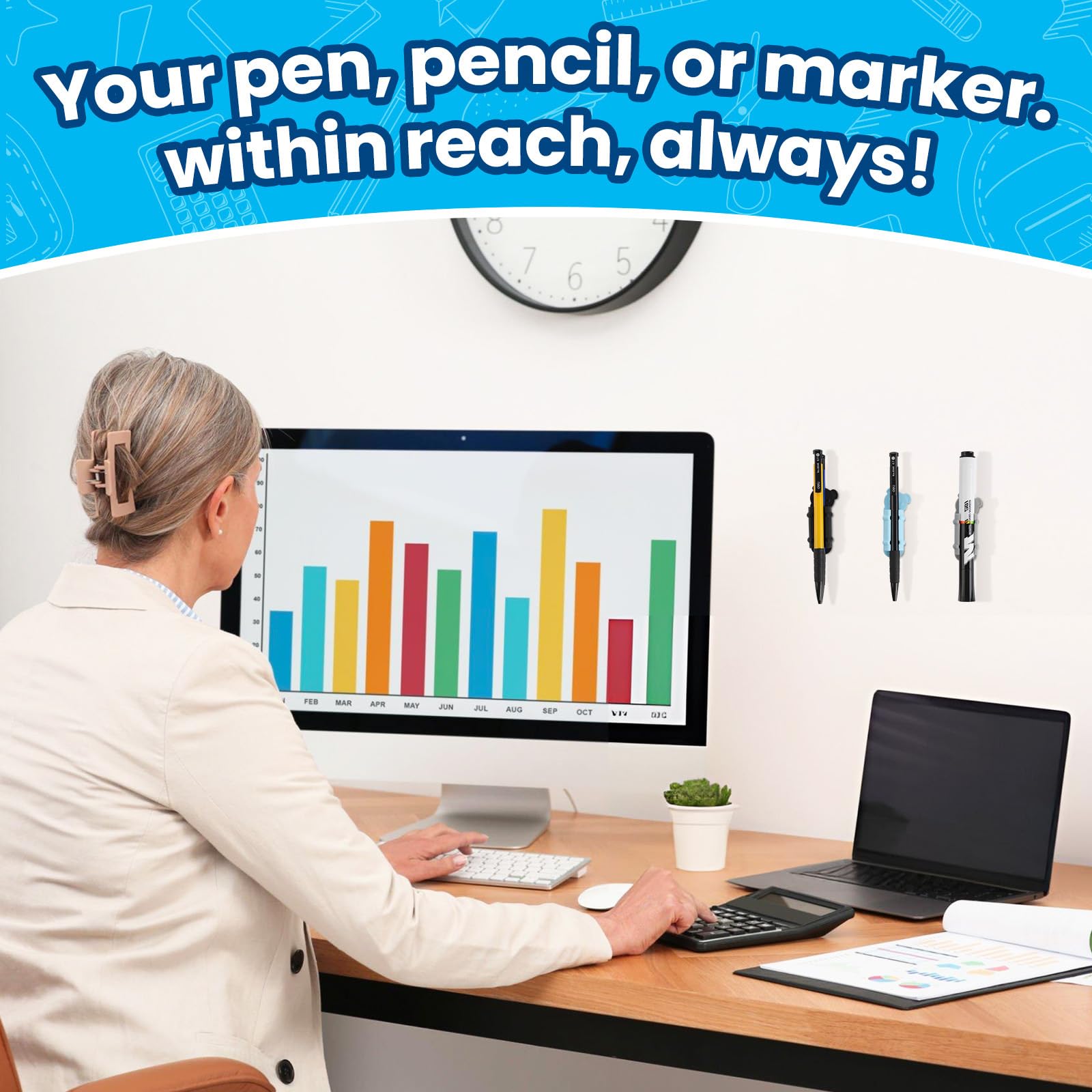 Lot De 5 Porte-crayons Autocollants En Silicone Pour Bureau, Réfrigérateur, Tableau Blanc