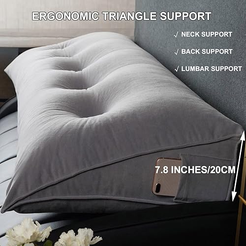 Miniatura 3 de ZZYK Almohada triangular para cabecero, cojín triangular de color sólido, almohada de descanso en cama de lectura, almohada extraíble con soporte de