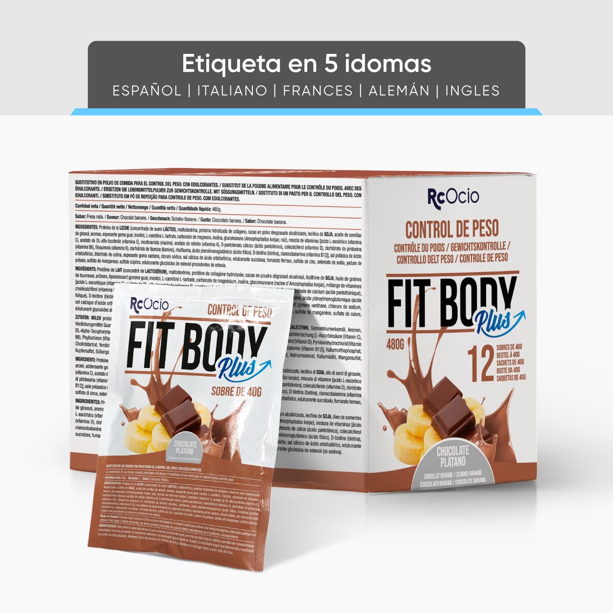 Batidos Sustitutivos de Comida con Proteínas y Colágeno | Control de Peso | Batido Dietético Saciante | Chocolate Vainilla Fresa Plátano