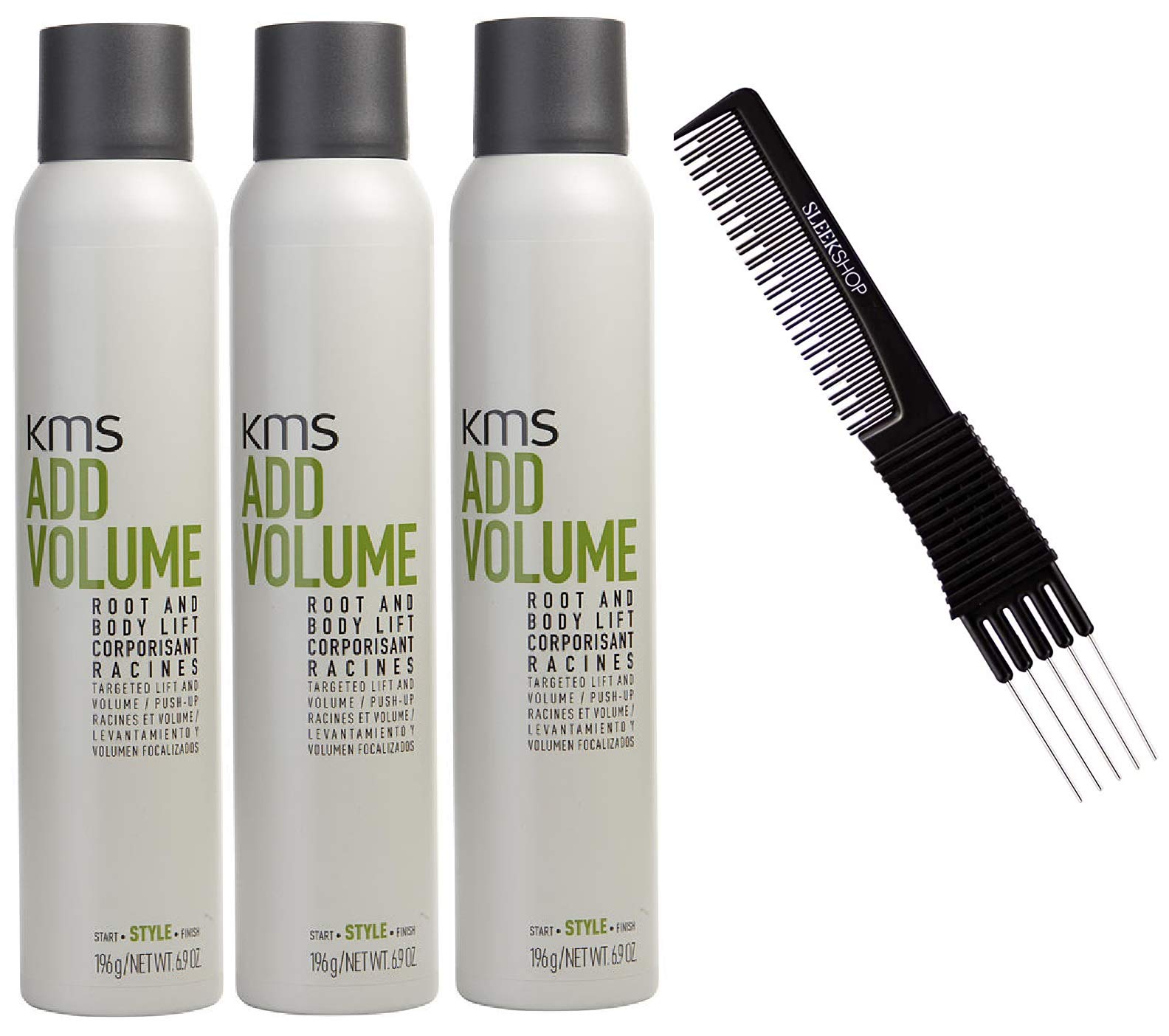 range ADD VOLUME Root & Body Lift, Provides Targeted Volume, Lifts Hair Roots (w/ Sleek Hair Teasing Comb) Aerosol Foaming Spray Addvolume (6.9 oz (PACK OF 3))