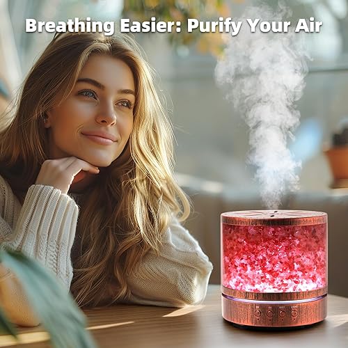 Miniatura 5 de Difusor de aceites esenciales para aromaterapia para aceites esenciales, habitación grande, lámpara de sal del Himalaya, difusor ultrasónico de