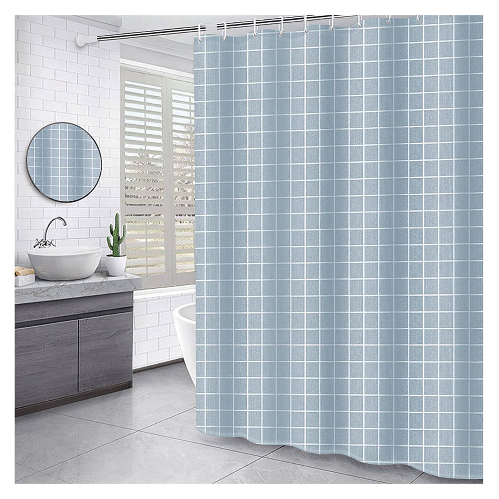 Rideau de douche imperméable W240xH180cm lavable pour salle de bain