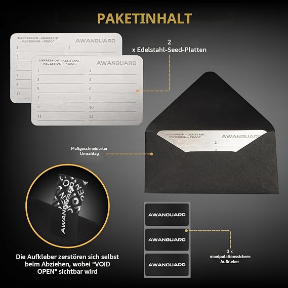 Bitcoin Wallet Steel 2 x 24 Words Recovery Seed Phrase Backup Professional Manufacturing Cryptocurrency Wallet SEED Storage Cold Crypto Wallet Hardware Crypto Steel Metal Plate