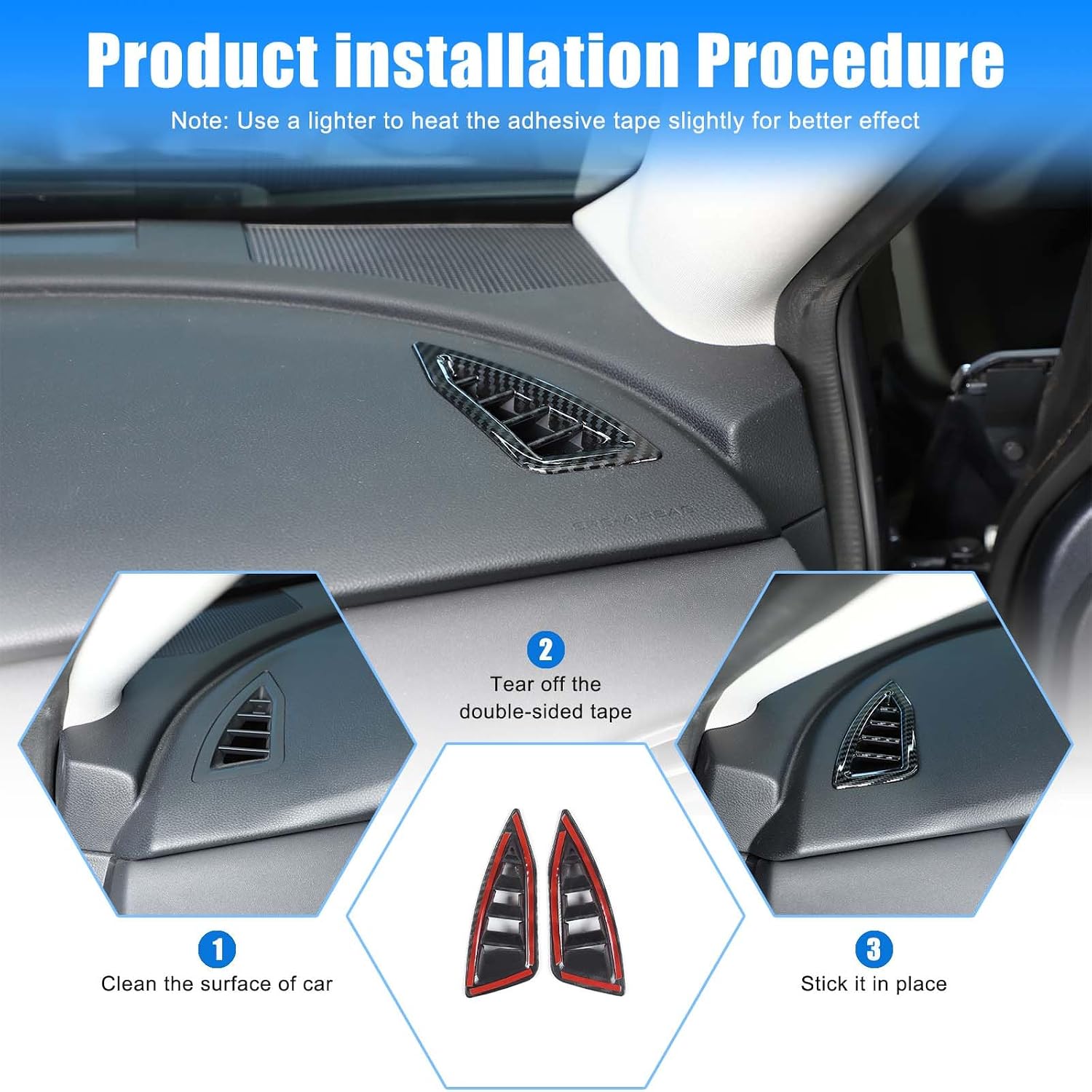 Dashboard Side Air Outlet Frame Trim for Subaru Outback 2021 2022 2023 2024 2025 Accessories, ABS Car Dashboard Sides Air Conditioner Vent Outlet Cover Frame Decor 2Pcs, Carbon Fiber Pattern