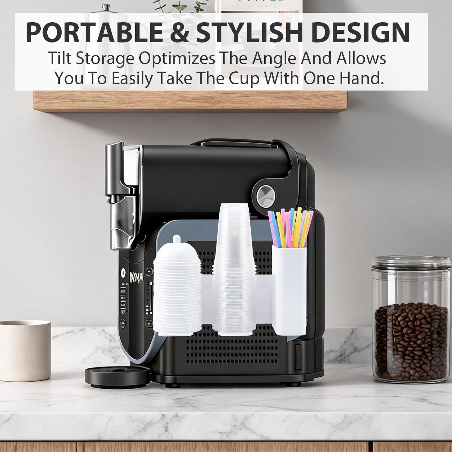Cup Holder Compatible with Ninja Slushie Machine FS301 and FS300,3-in-1 Side-Mounted Cup Organizer Lids & Straws,Accessories for Ninja Slushie Machine