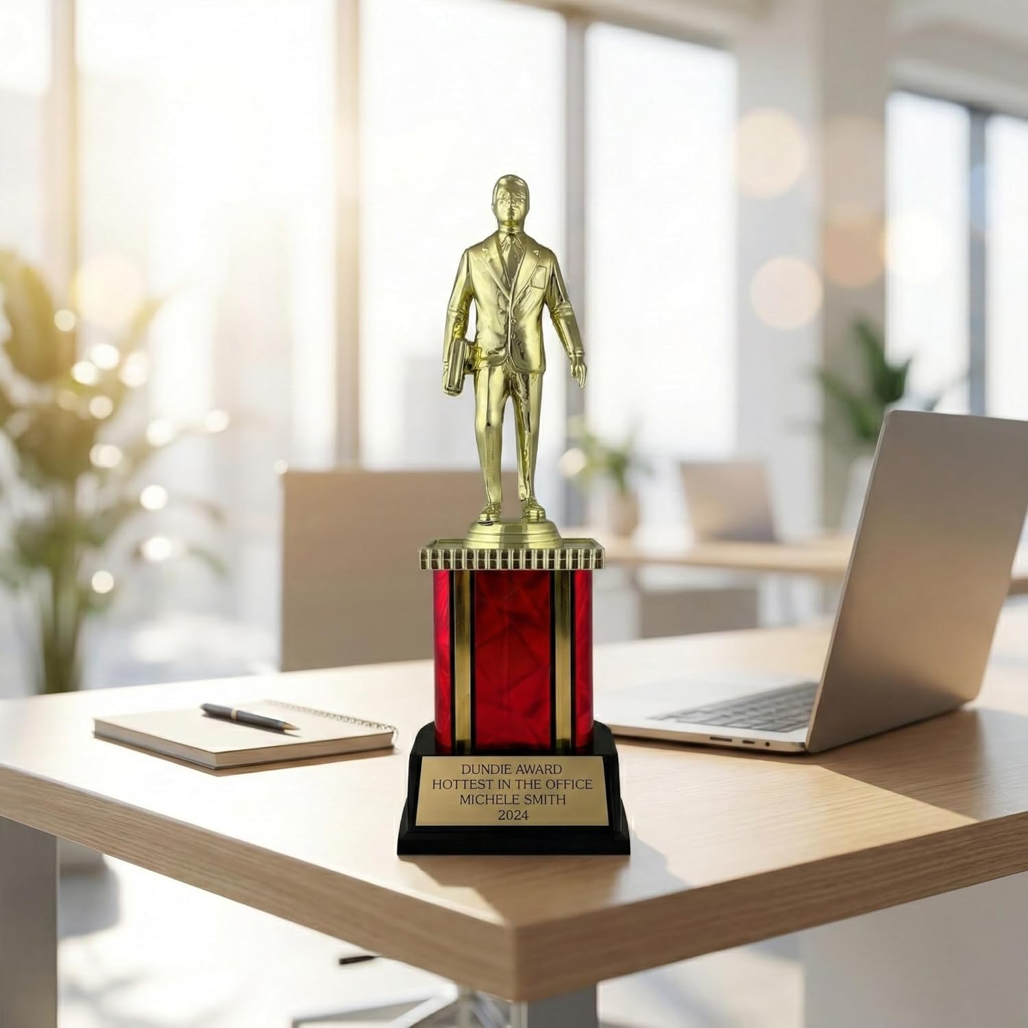 Personalized Dundie Award Trophy for The Office - 10” Tall with Custom Plate - Customizable Trophy with Engraved Text - The Office Gifts for Co-workers - World’s Best Boss - Funny Dundee Trophy Awards