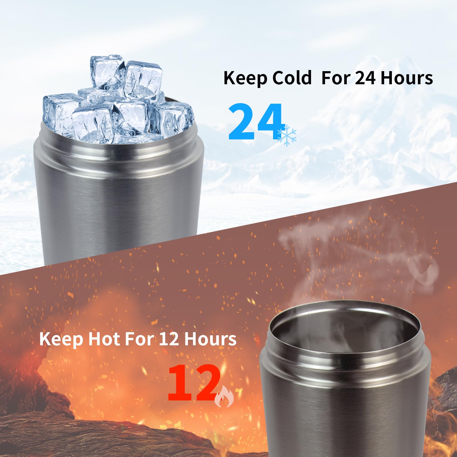 TOOFEEL Bottiglia shaker per proteine, 590 ml, tazza sottovuoto a doppia parete isolata per frullati proteici, mantiene freddo/caldo, in acciaio inox metallico, pre-allenamento palestra