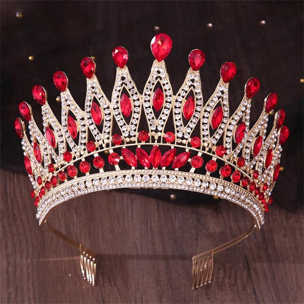 LNNSHX Frauen Strass Krone Große Diadem Braut Tiara Kronen Braut Hochzeit Party Kämme Krone Haar Schmuck