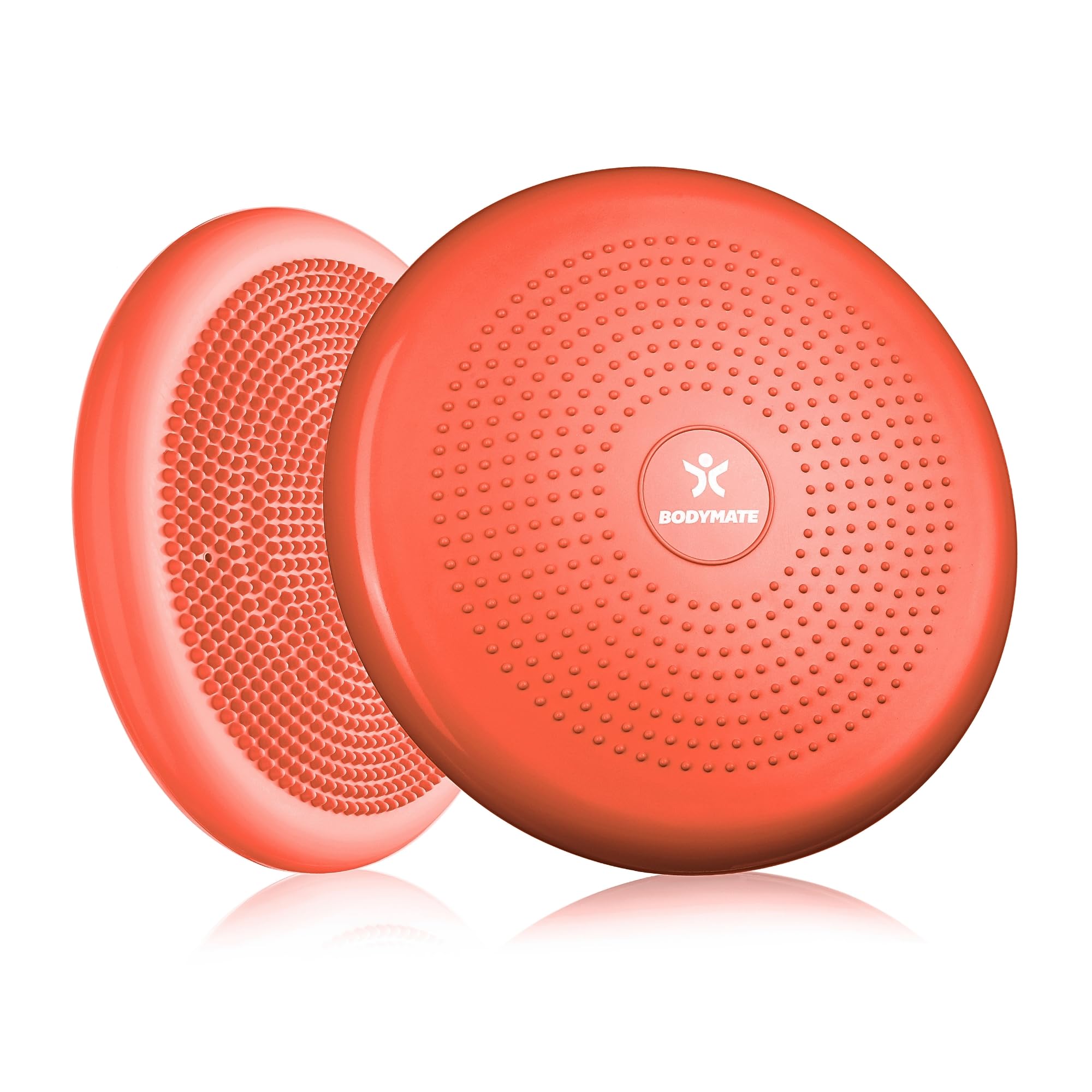 BODYMATE Lively Coral Ball Seat Cushion with Pump 34 cm Diameter - Balance Cushion, Air Cushion, Balance Pad, Nub Cushion - Core, Fitness, Rehabilitation, Coordination and Back Training