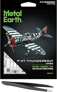 Fascinations Metal Earth P-47 Thunderbolt 3D Metal Model Kit Bundle with Tweezers