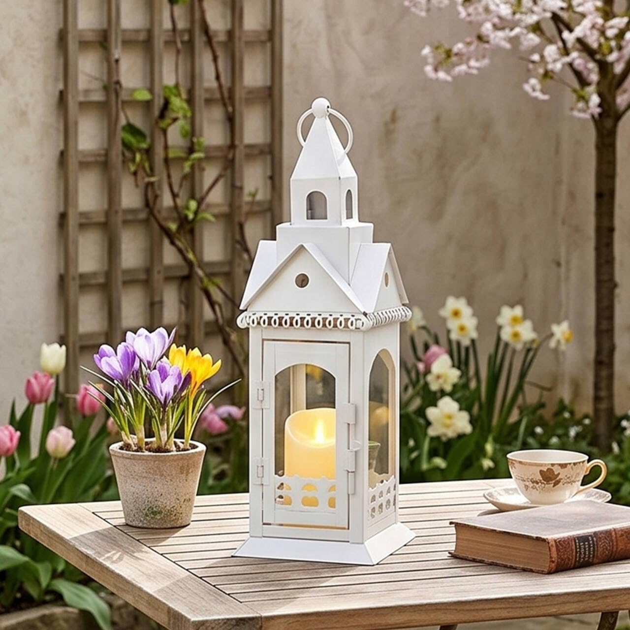 TRIROCKS Farol de metal de estilo rústico de 30,5 cm de alto, decorativo, para exteriores