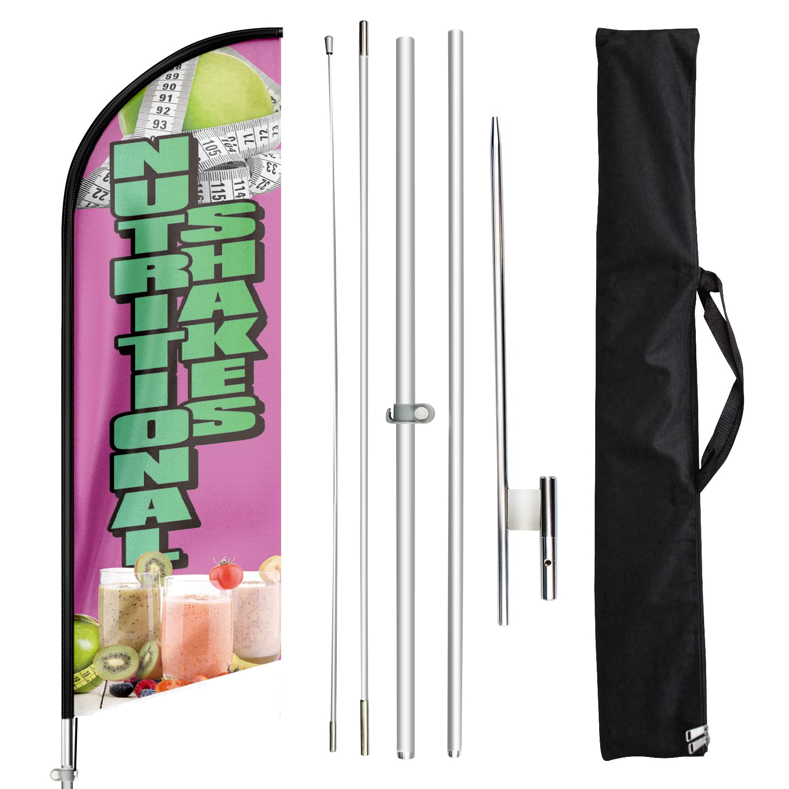 QSUM Milchshake-Flagge, 2,4 m, Milchshake-Werbung, Swooper-Flagge mit Stangen-Set, Erdspieß, Milchshake-Schilder für Unternehmen und Geschäfte QSUM Milchshake-Flagge, 2,4 m, Milchshake-Werbung, Swooper-Flagge mit Stangen-Set, Erdspieß, Milchshake-Schilder für Unternehmen und Geschäfte