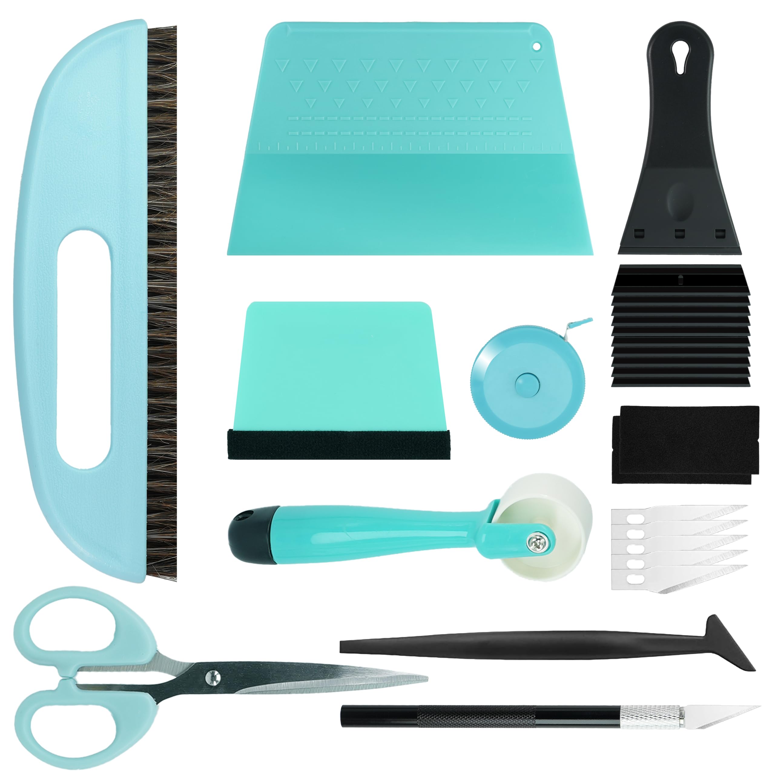 Wallpaper Smoothing Tool Kit 9pcs, Vinyl Wrap Application Set including Brush, Squeegee, Scraper, Trimming Tool, Scissors