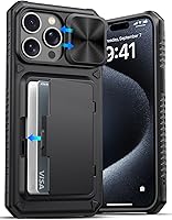 Vista 80 de ATATOO Funda tipo cartera para iPhone 16 con tarjetero (almacena 3-5 tarjetas) [bloqueo RFID] y funda deslizante para cámara, protección de grado