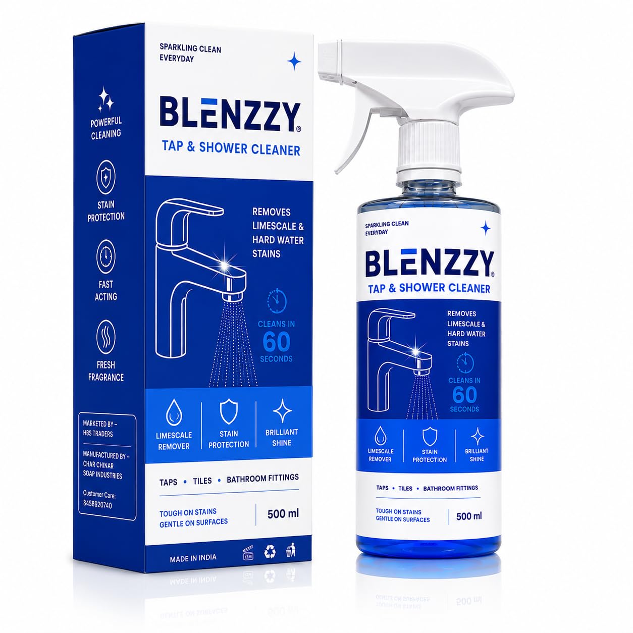 Tap Cleaner Spray 500ml | Limescale & Hard Water Stain Remover | Restores Shine to Taps, Faucets, Shower Heads, Wash Basins & Bathroom Fixtures-image-5