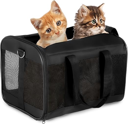 Cat Dog Pet Carrier for Medium to Large Cats (20+ lbs) and Small Dogs -Top Loading, Portable & Collapsible Cat Travel Bag Dual Kitten Sturdy Crate for Long Journeys