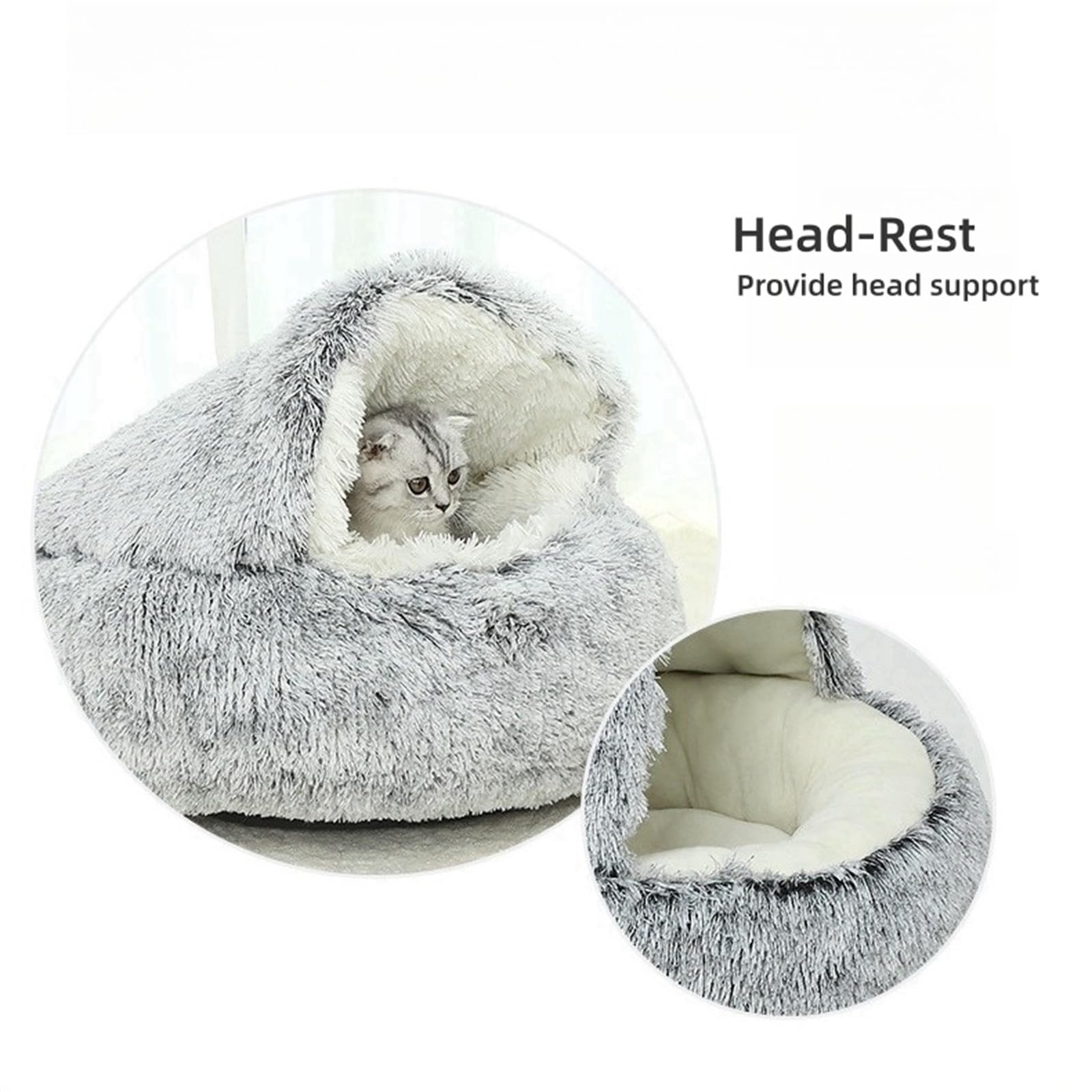 Kexpery Hundebett Donut-Form – Weiches Plüschbett Mit Hohem Rand Für Katzen & Hunde, 4 Größen