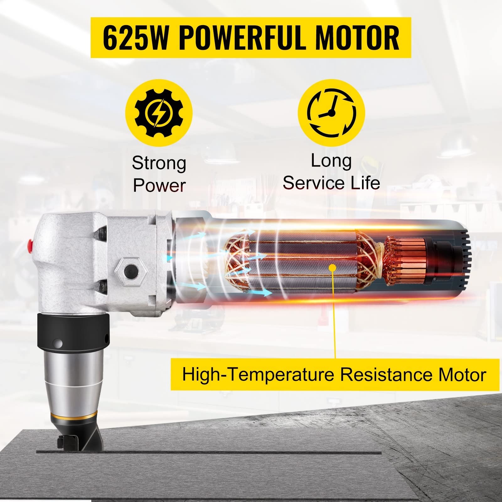 380W 625W Elektryczne nożyce do metalu Przewodowe cięcia 1.8MM 4MM Grubość blachy Stal nierdzewna Plastik(625W)