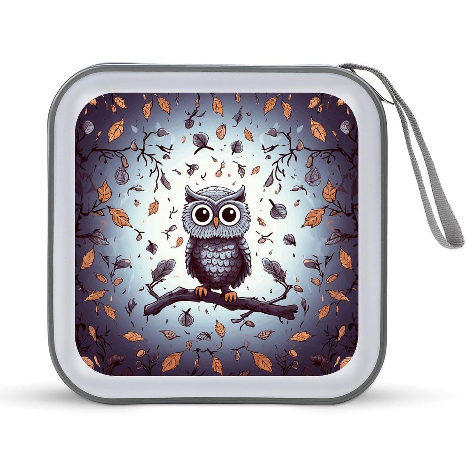 VstaDank - CD Case with 40 Capacity Owl Disc Storage Organizer Zipper Portable CD Holder Hard Plastic Storage CD Holder Home DVD Organizer