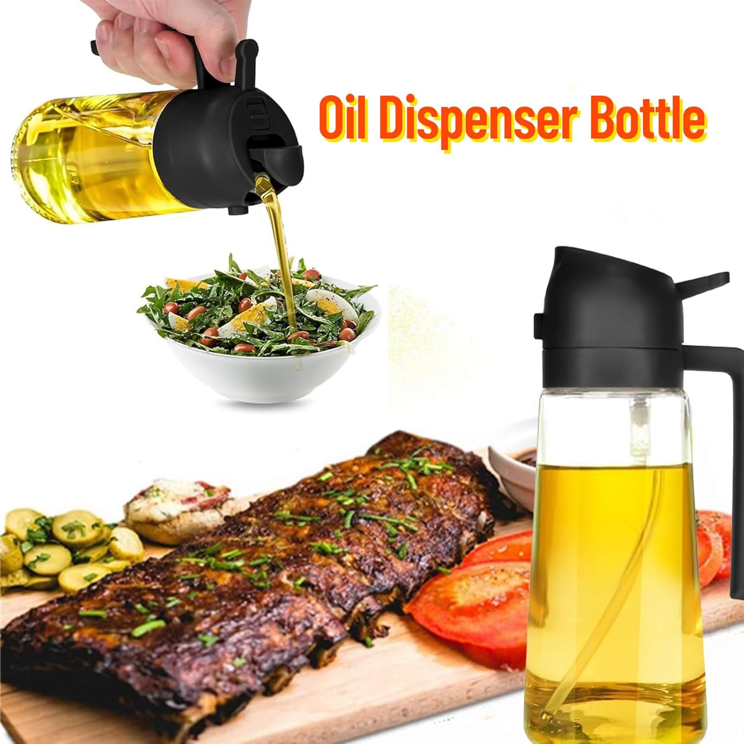 Pulvérisateur d'Huile 2 en 1 - 500ml: Cuisson Saine et Facile - Image secondaire