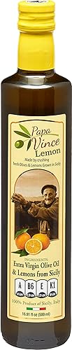 Papa Vince Aceite de oliva extra virgen  Primer aceite de oliva rico en polifenoles (EVOO). Agrumato de limón, sin filtrar, de una sola fuente,