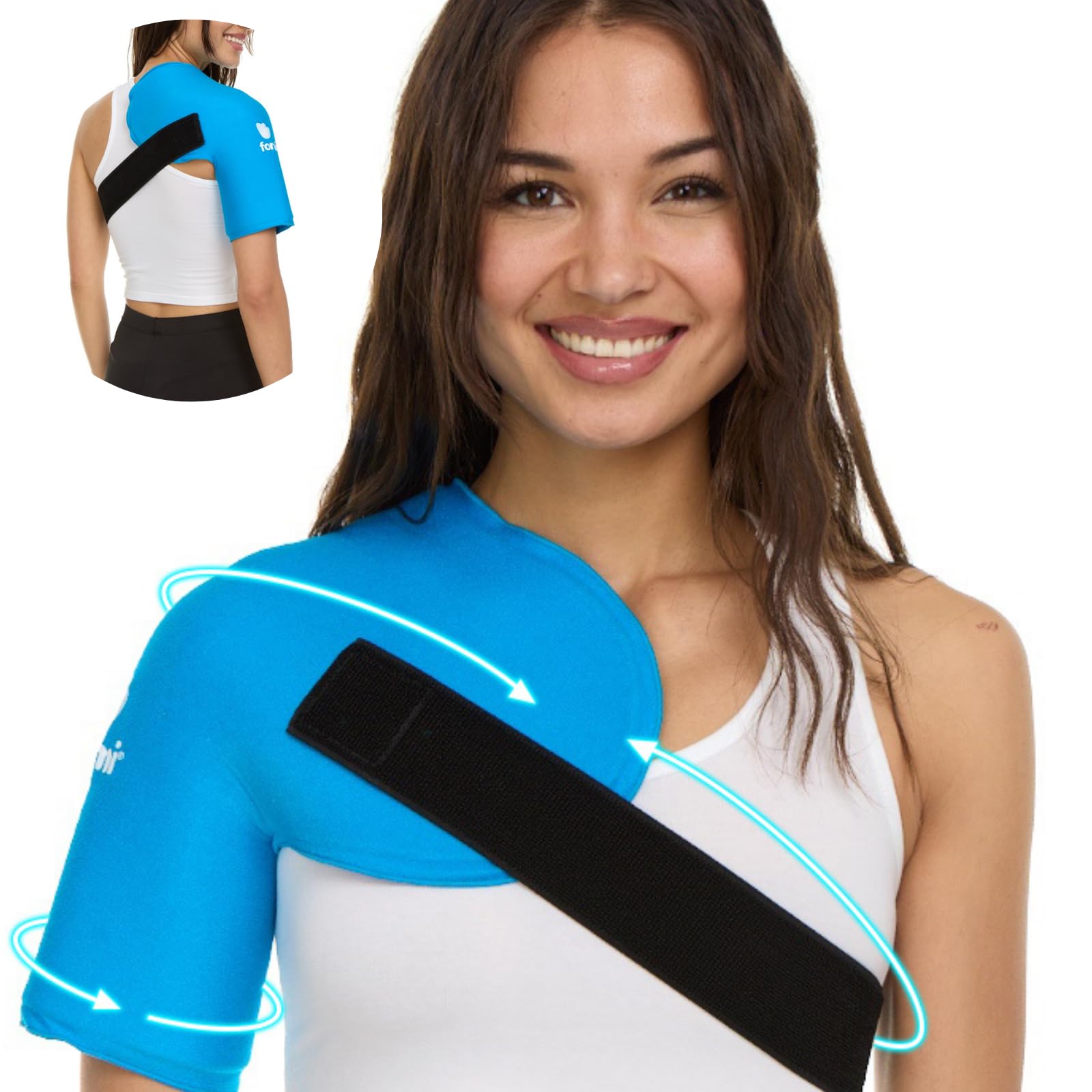 FOMI Premium Shoulder Hot Cold Solid Gel Ice Pack | Cooling Compression Therapy Wrap | Rotator Cuff, Tendonitis, Surgery Recovery Pain Relief | Comfortable Heating and Cooling Arm Compress