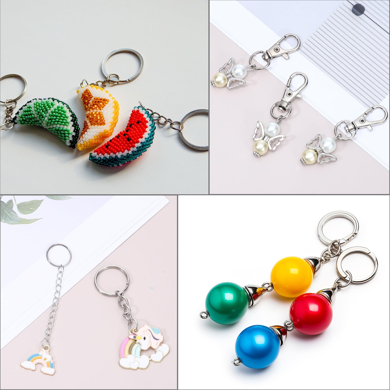 BESARME 460PCS Keychain Making Kit, Key Chain Clips with Key Rings Bulk, Metal Lobster Claw Clasp, Swivel Snap Hook, Jumprings & Extender Chain for Crafts, DIY Keychain Accessories Supplies - Image 7