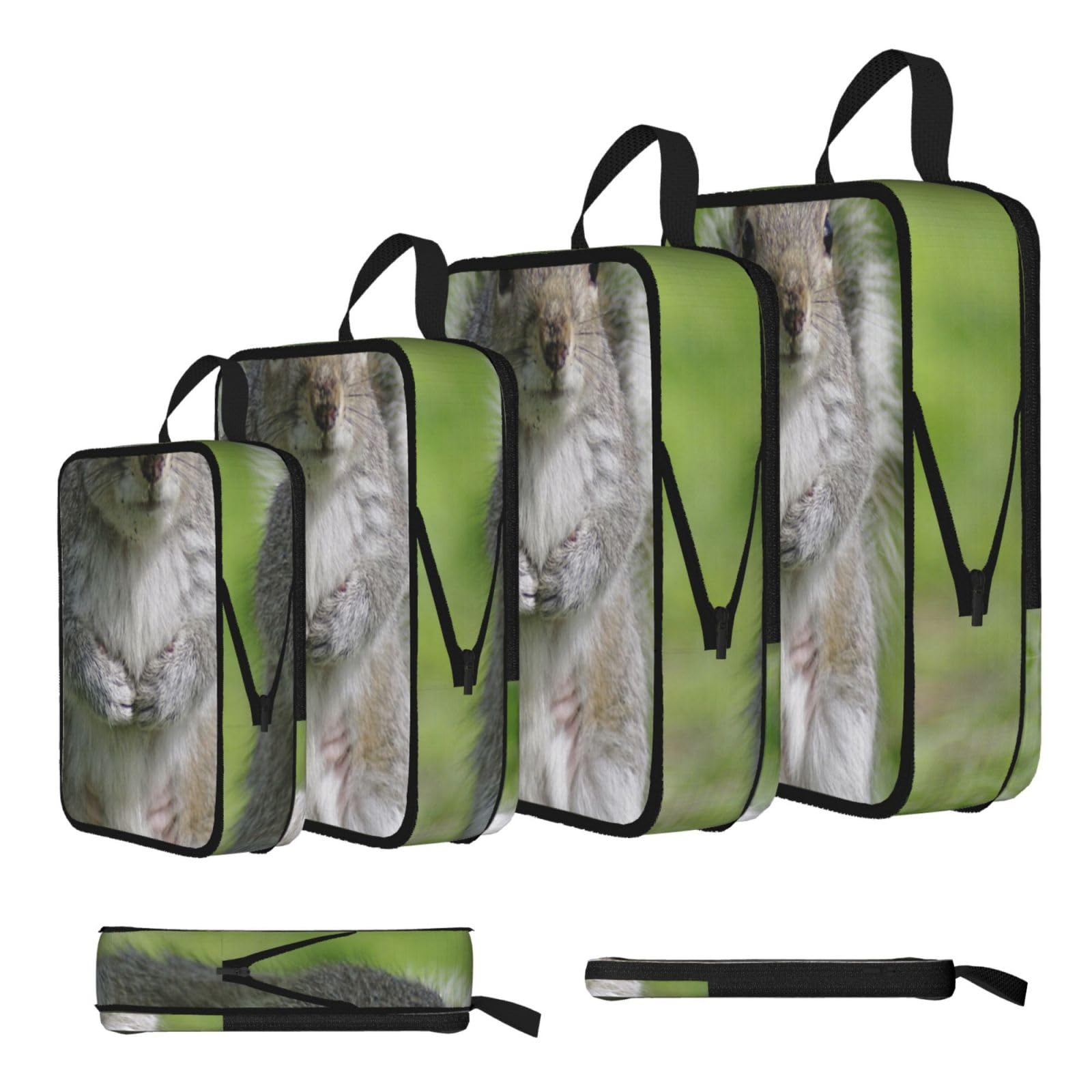Squirrel Print 4 Set Compression Packing Cubes For Suitcases,Expandable Storage Bags Organizers